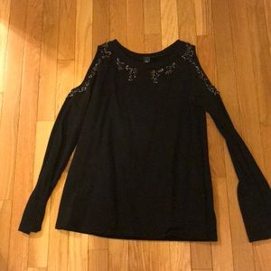 NWOT cold shoulder beaded sweatshirt
